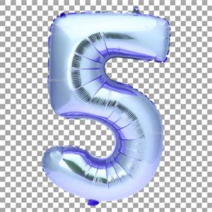 تصویر دور بری شدع بادکنک آبی مدل عدد پنج